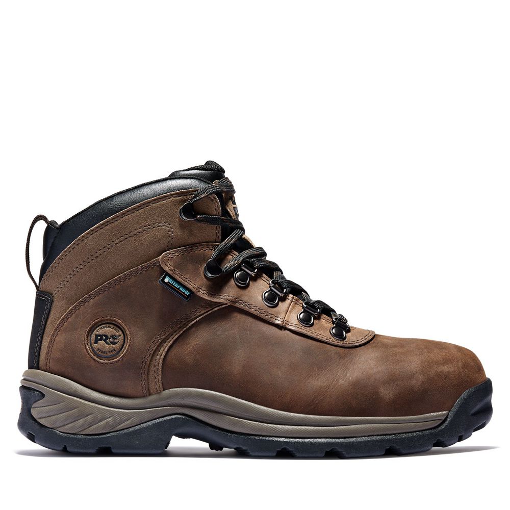 Timberland Mens Work Boots PRO® Flume Waterproof Steel-Toe - Brown/Black - India IC9157842